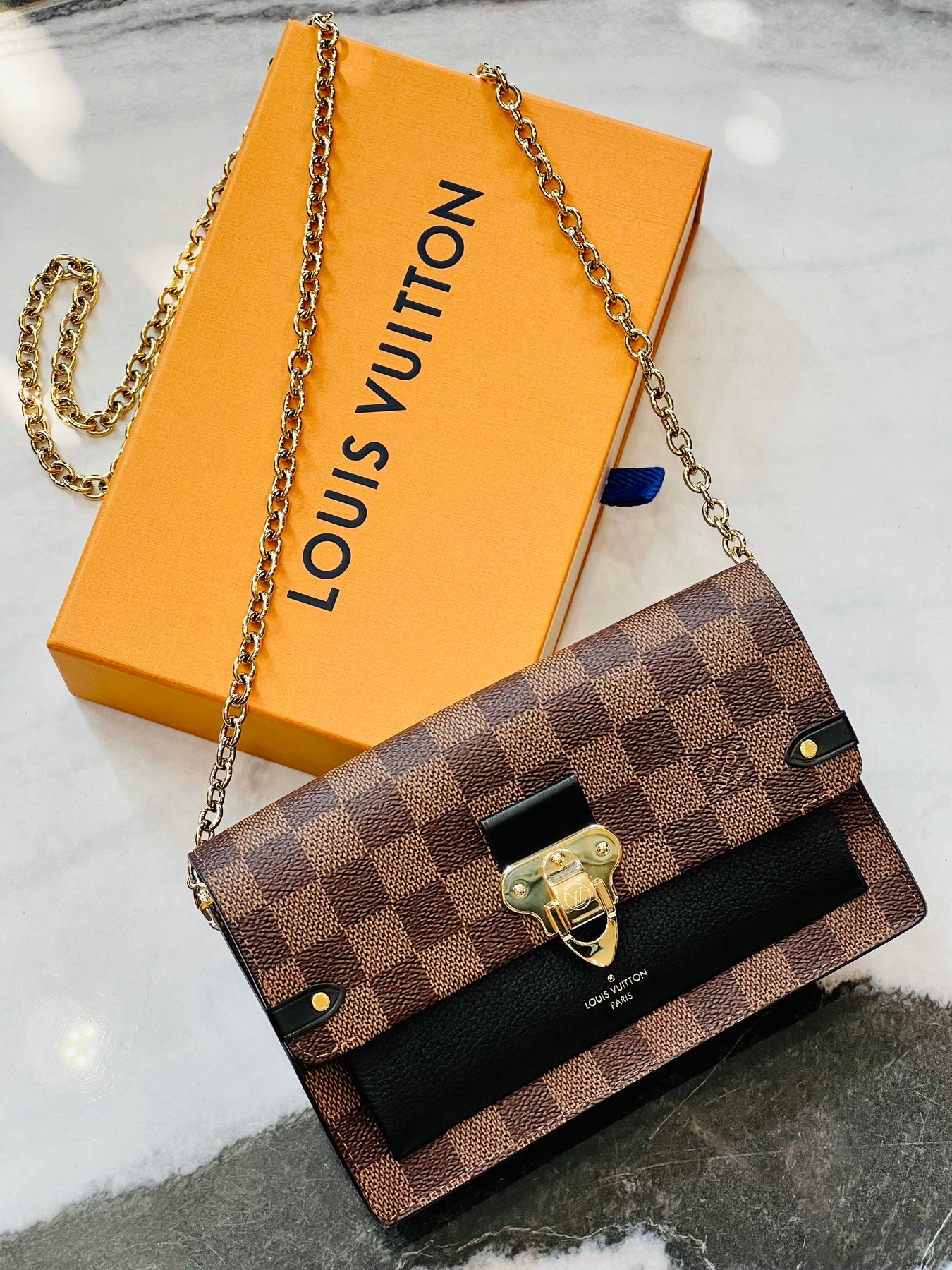 Louis Vuitton Damier Ebene Vavin Chain Wallet - LVLENKA Luxury Consignment