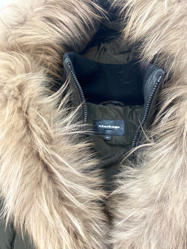 MACKAGE ADALI HOODED NATURAL FUR DOWN COAT