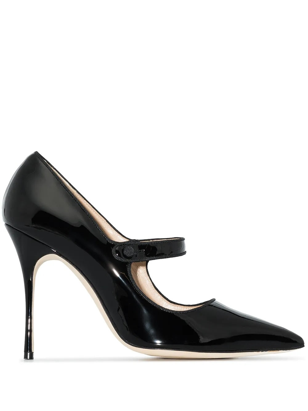 MANOLO BLAHNIK CAMPARI 90 MARY JANE PATENT CALF LEATHER PUMPS