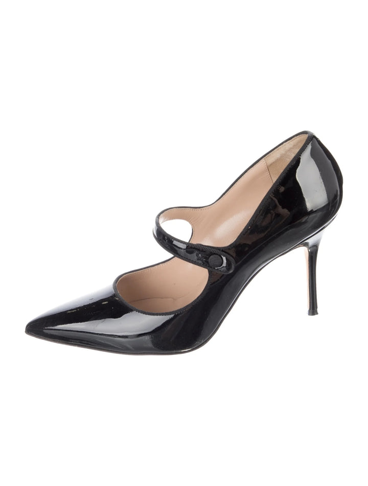 MANOLO BLAHNIK CAMPARI 90 MARY JANE PATENT CALF LEATHER PUMPS