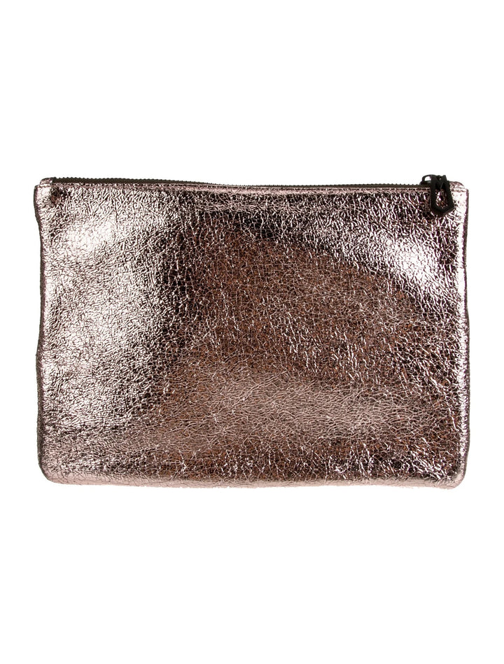 MARC JACOBS METALLIC LEATHER POUCH GUNMETAL
