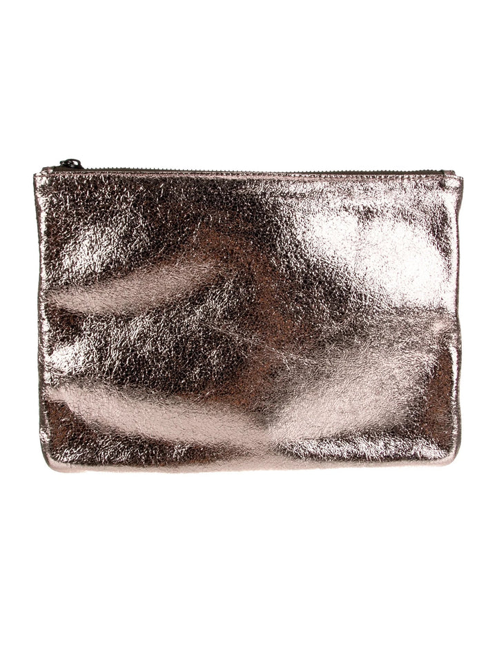 MARC JACOBS METALLIC LEATHER POUCH GUNMETAL