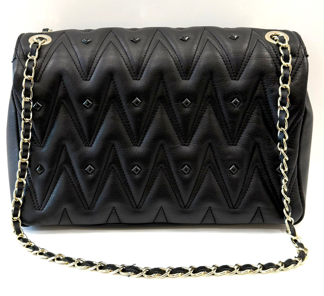 MARIO VALENTINO POSH DIAMOND QUILTED CALFSKIN LEATHER BAG