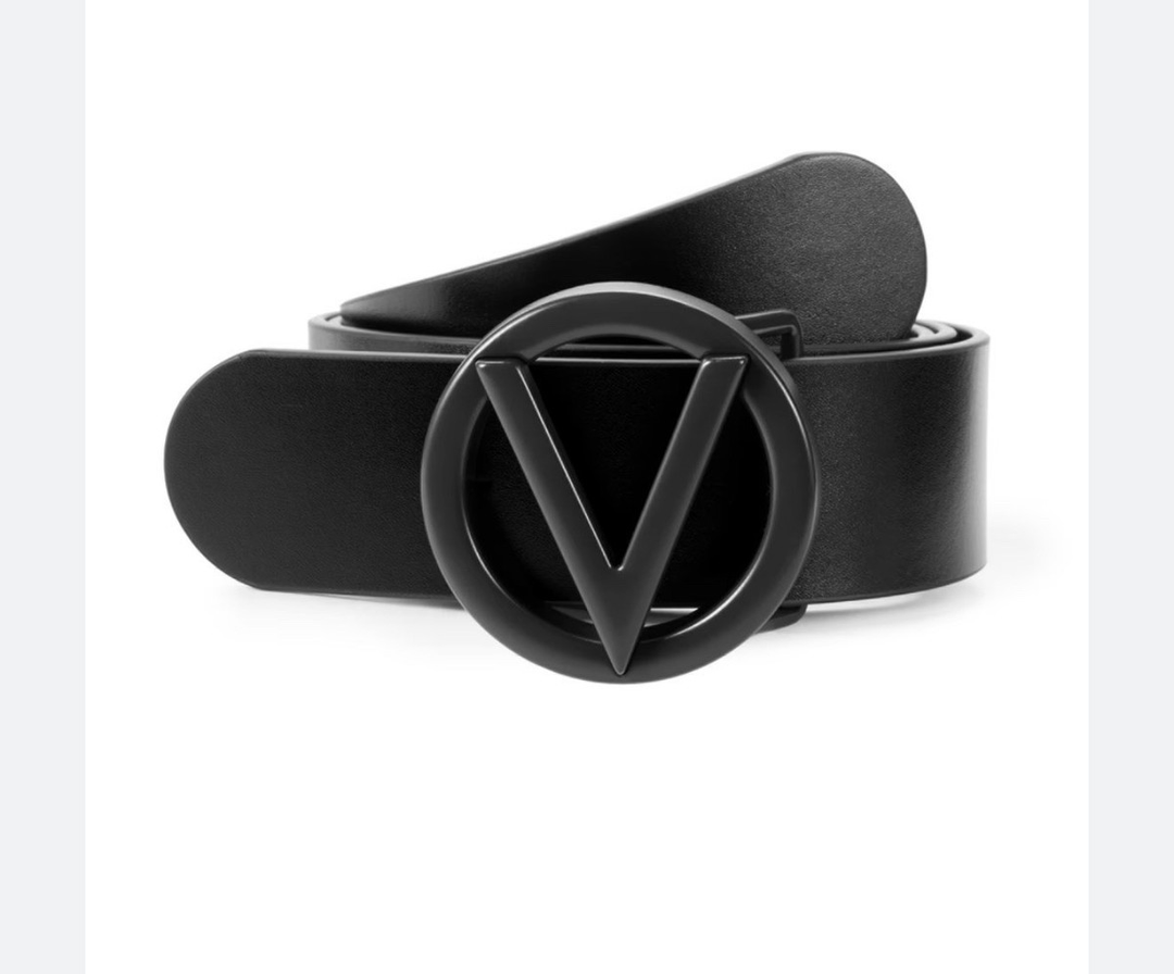 MARIO VALENTINO LOGO LEATHER BELT