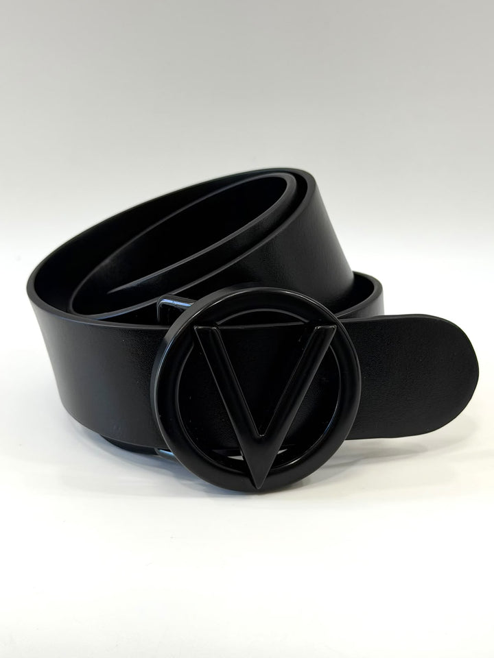 MARIO VALENTINO LOGO LEATHER BELT
