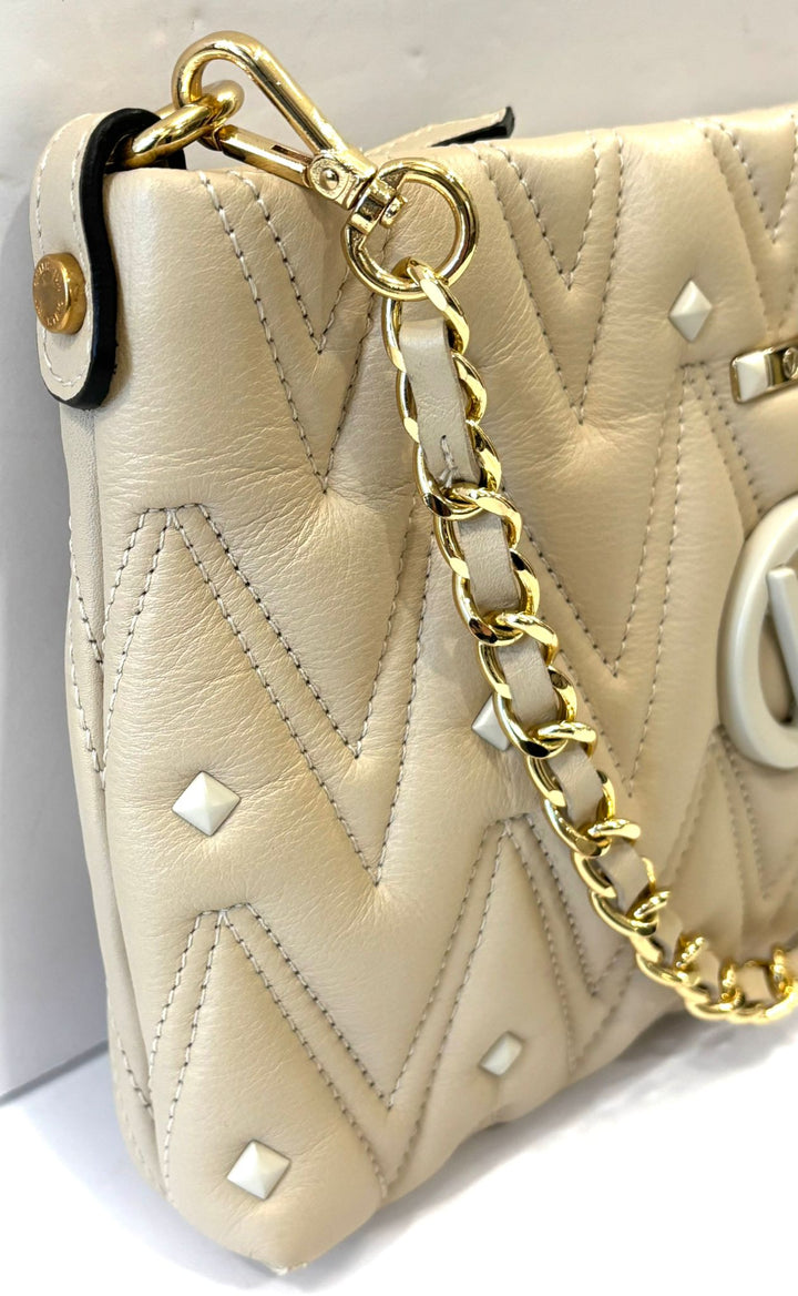 VALENTINO VANILLE D CHEVRON QUILTED LEATHER SHOULDER BAG