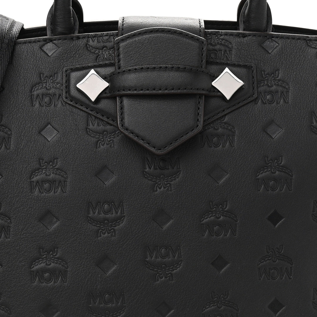 MCM CALFSKIN LEATHER OTTOMAR MONOGRAM ESSENTIAL TOTE BAG