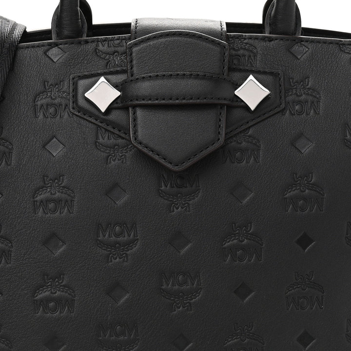 MCM CALFSKIN LEATHER OTTOMAR MONOGRAM ESSENTIAL TOTE BAG