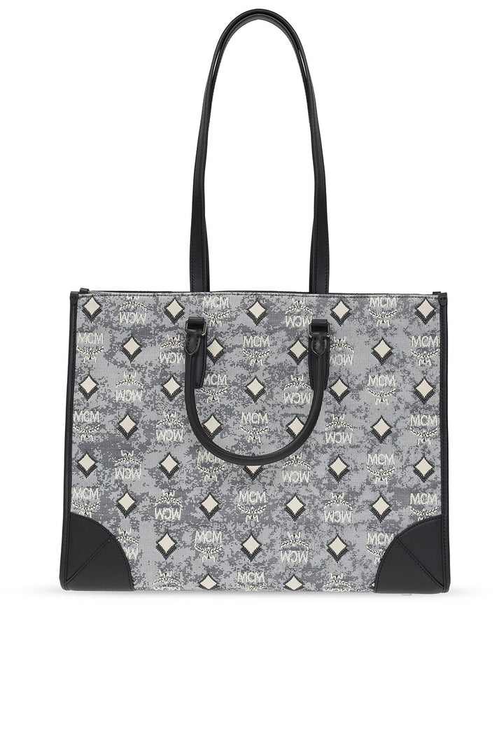 MCM JACQUARD LOGO TOTE BAG WITH POUCH