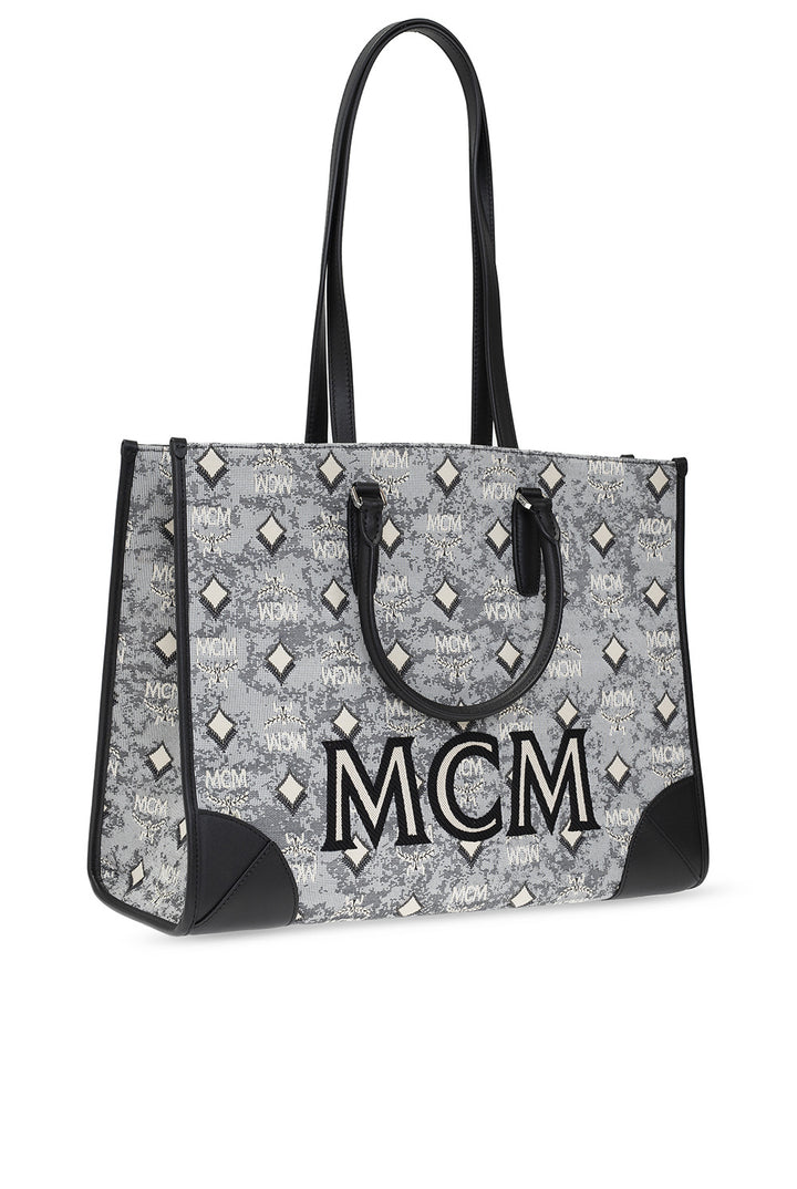 MCM JACQUARD LOGO TOTE BAG WITH POUCH
