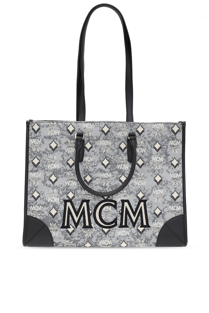 MCM JACQUARD LOGO TOTE BAG WITH POUCH