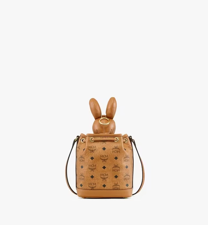 MCM PARK RABBIT VISETOS DRAWSTRING CROSSBODY BAG