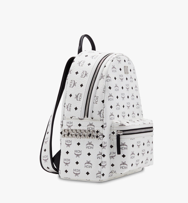 MCM STARK SIDE STUDS VISETOS WHITE BACKPACK