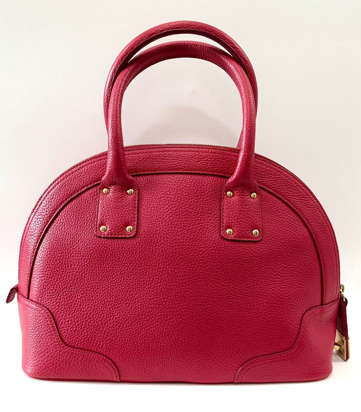 MCM STUDDED PEBBLED CALFSKIN LEATHER SATCHEL BAG