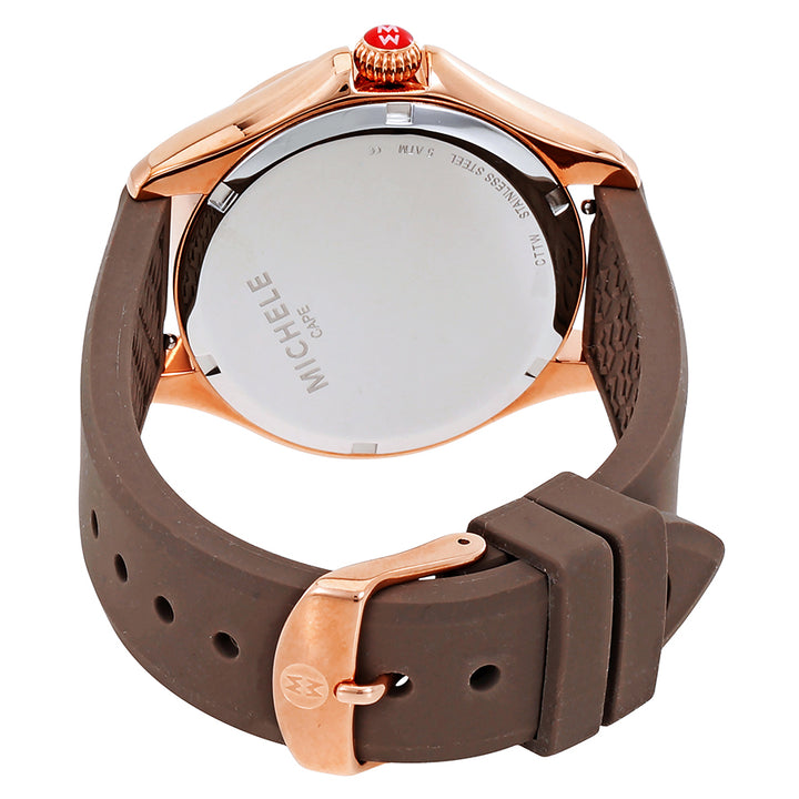 MICHELE CAPE SUNBURST TOPAZ DIAL SILICONE STRAP WATCH