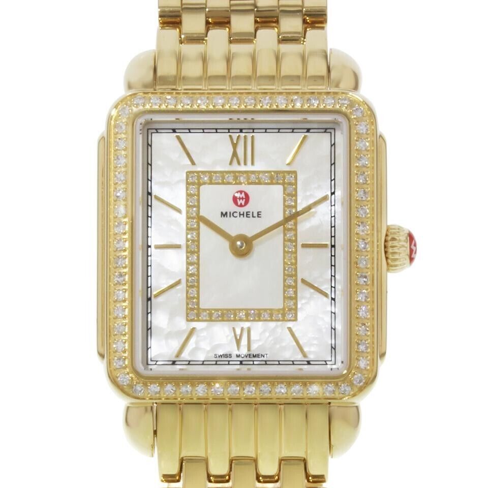 MICHELE DECO II DIAMOND 18K GOLD PLATED WATCH