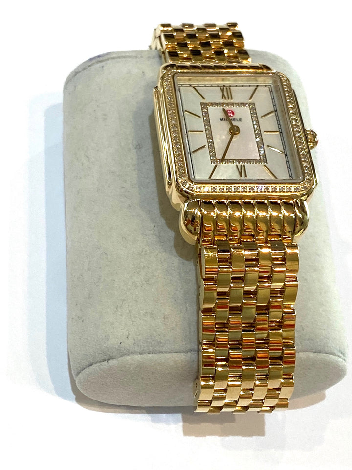 MICHELE DECO II DIAMOND 18K GOLD PLATED WATCH