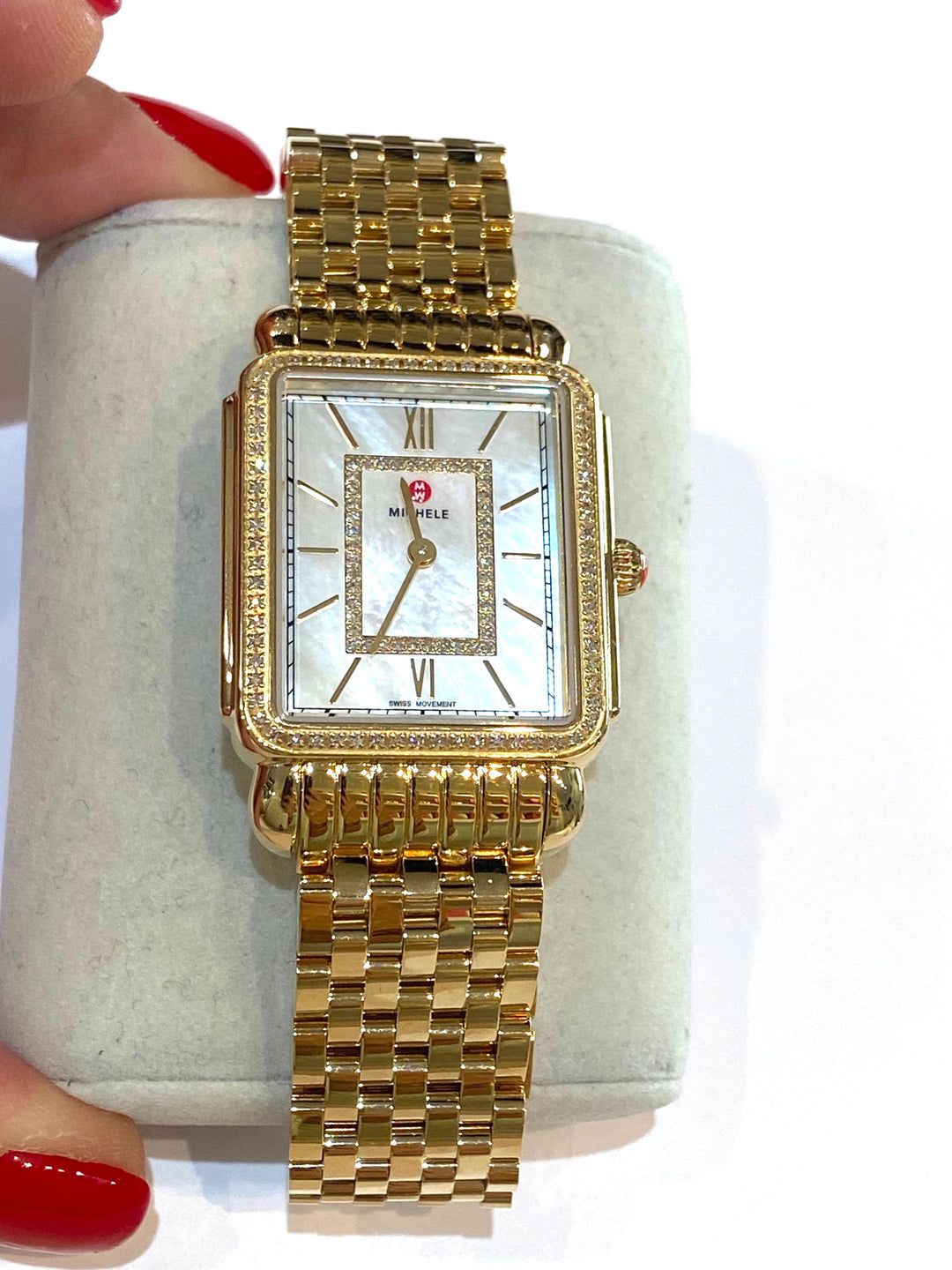 MICHELE DECO II DIAMOND 18K GOLD PLATED WATCH