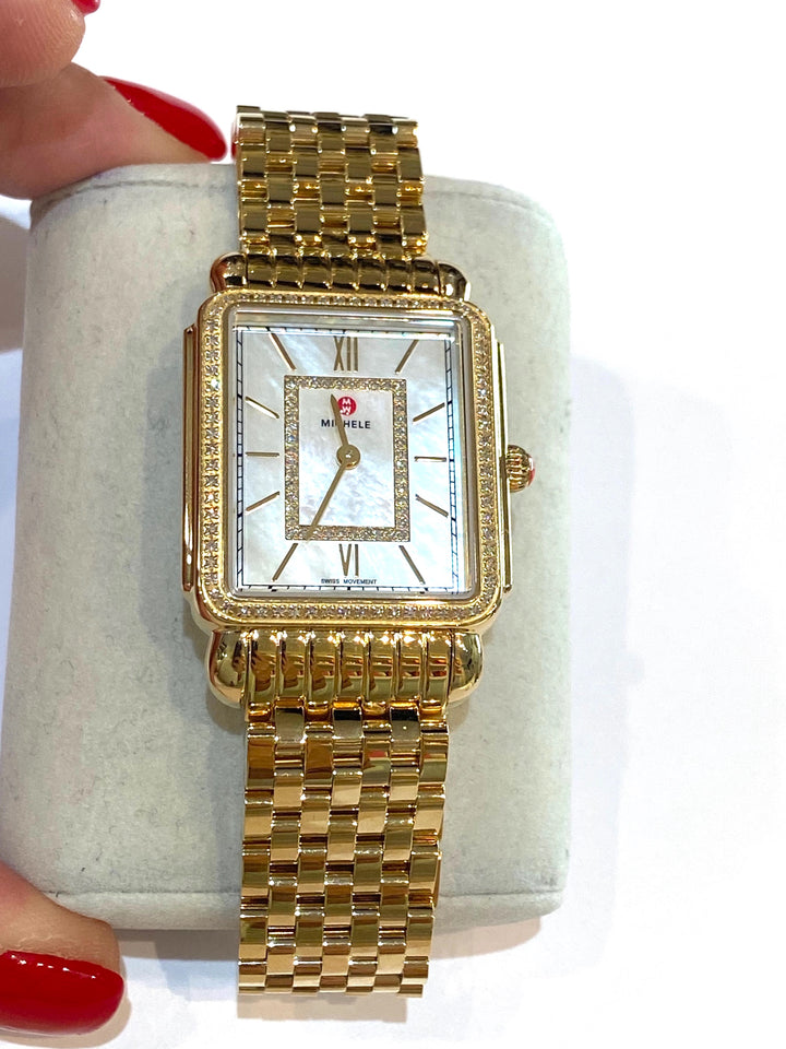 MICHELE DECO II DIAMOND 18K GOLD PLATED WATCH