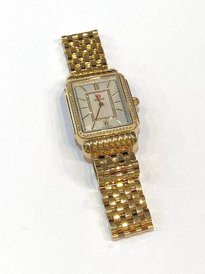 MICHELE DECO II DIAMOND 18K GOLD PLATED WATCH