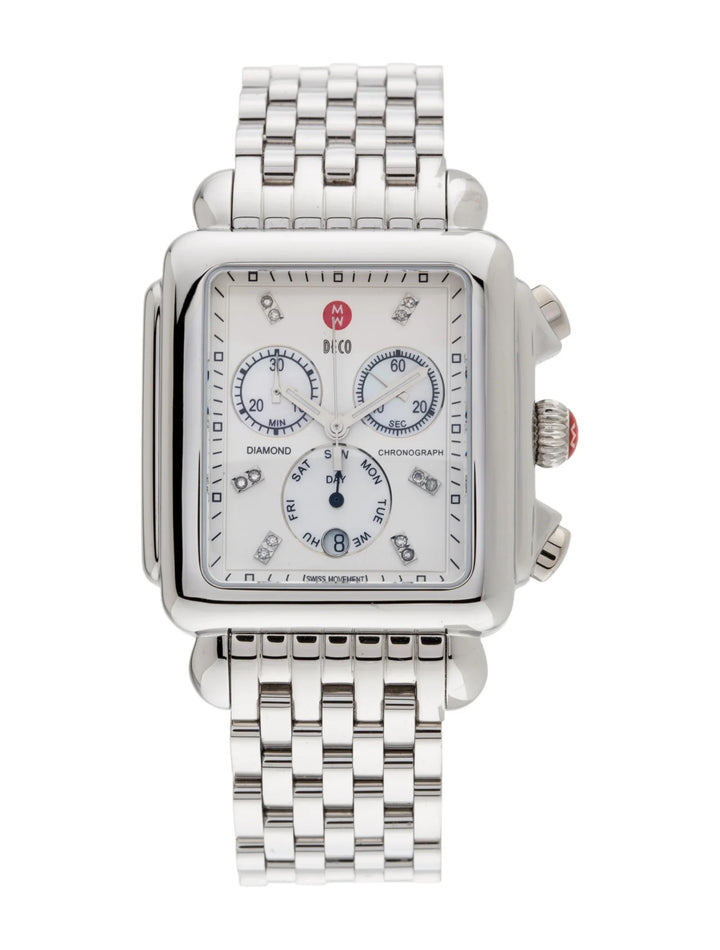 MICHELE DECO DIAMOND STAINLESS STEEL XL WATCH