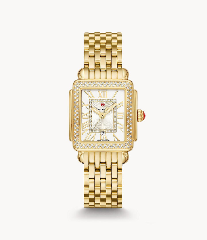 MICHELE DECO MADISON MID 18K GOLD PLATED DIAMONDS WATCH