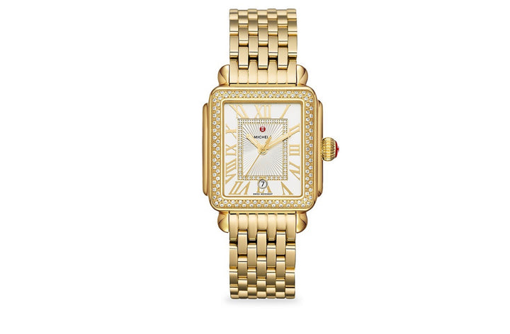 MICHELE DECO MADISON MID 18K GOLD PLATED DIAMONDS WATCH
