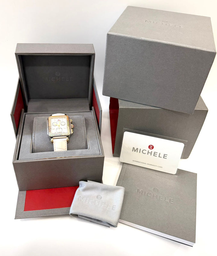 MICHELE 33X35MM DECO CAROUSEL DIAMOND RAINBOW BEZEL WATCH