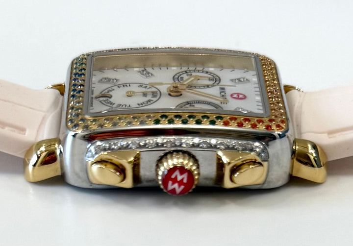 MICHELE 33X35MM DECO CAROUSEL DIAMOND RAINBOW BEZEL WATCH