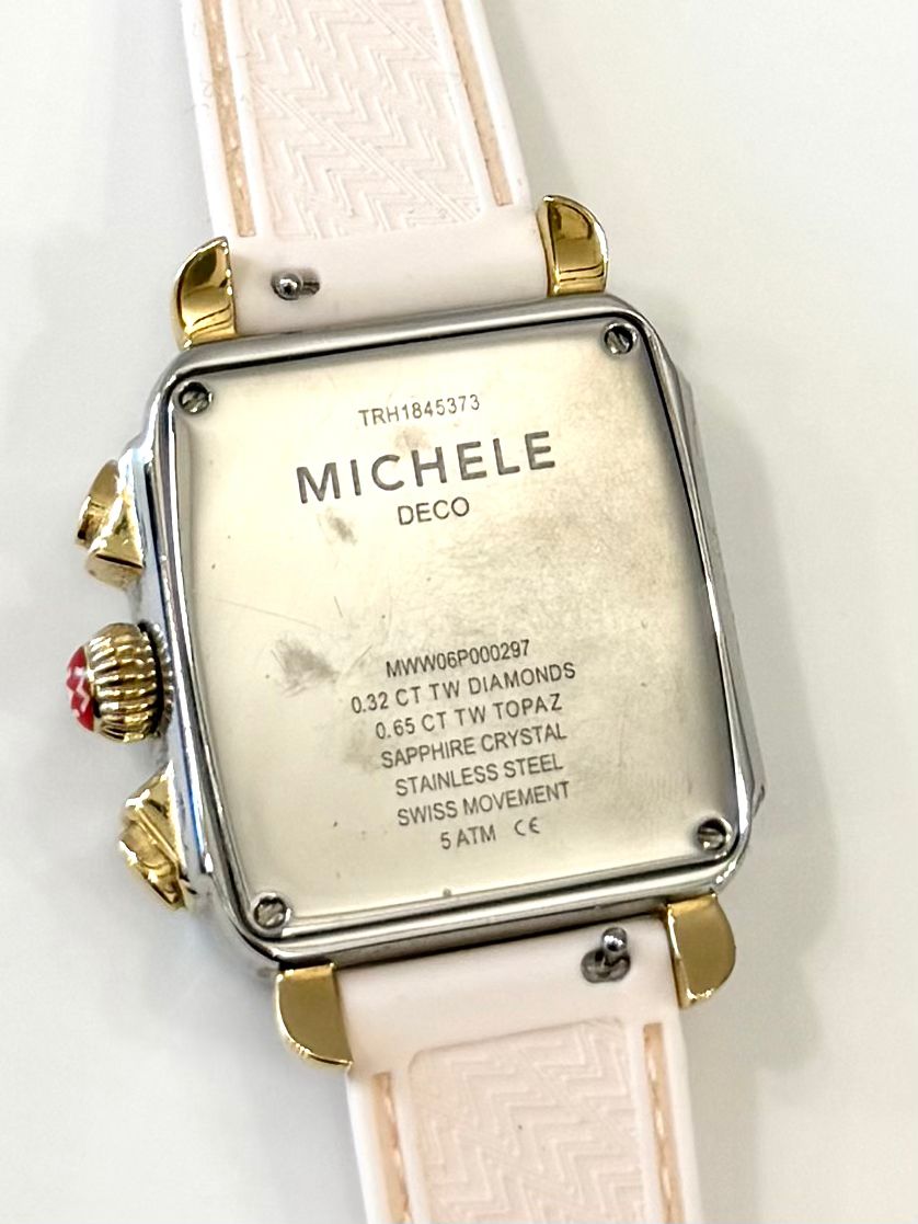 MICHELE 33X35MM DECO CAROUSEL DIAMOND RAINBOW BEZEL WATCH