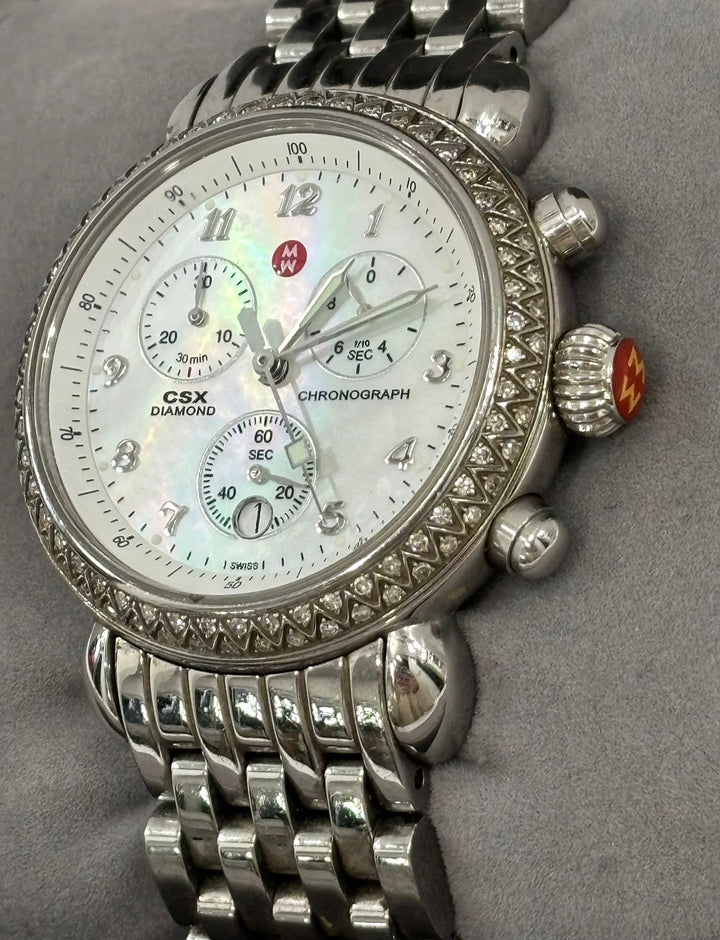 MICHELE CSX DIAMOND CHRONOGRAPH STEEL MOP LADIES WATCH
