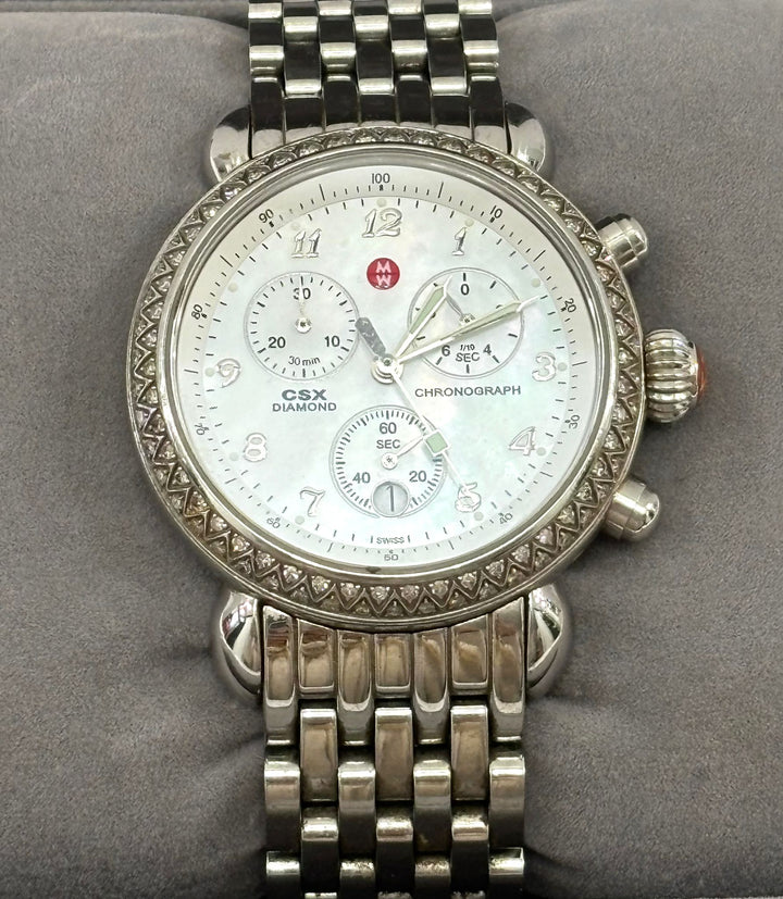 MICHELE CSX DIAMOND CHRONOGRAPH STEEL MOP LADIES WATCH