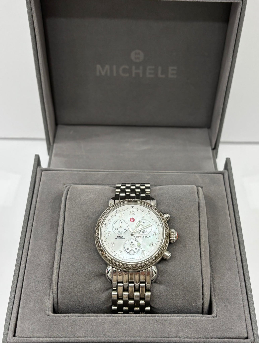 MICHELE CSX DIAMOND CHRONOGRAPH STEEL MOP LADIES WATCH