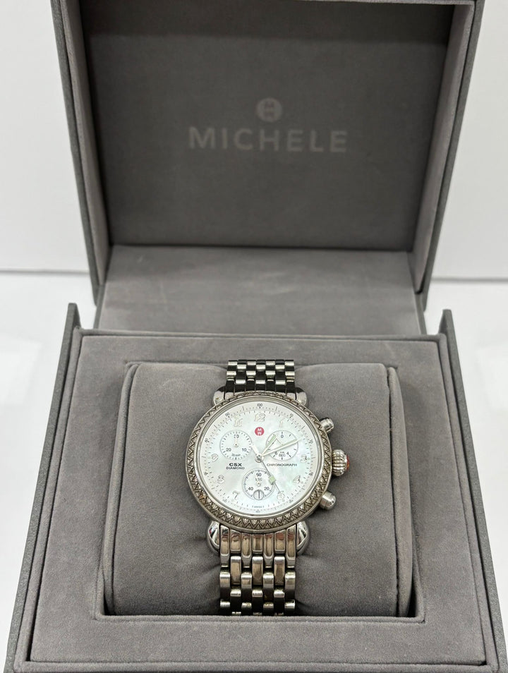 MICHELE CSX DIAMOND CHRONOGRAPH STEEL MOP LADIES WATCH