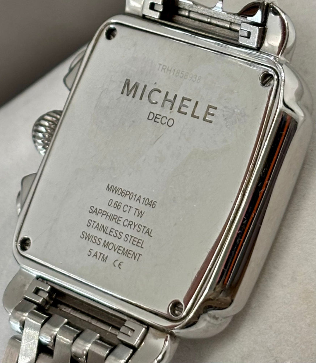 MICHELE MWW06A000775 DECO STAINLESS DIAMOND WATCH