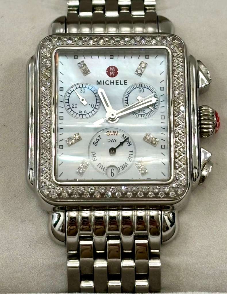 MICHELE MWW06A000775 DECO STAINLESS DIAMOND WATCH