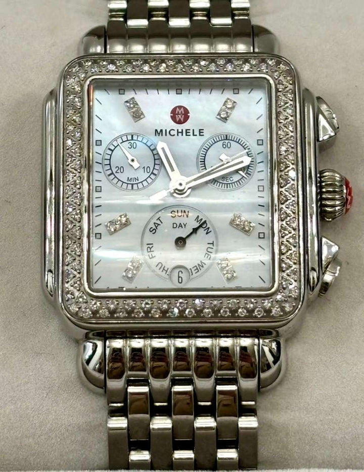 MICHELE MWW06A000775 DECO STAINLESS DIAMOND WATCH