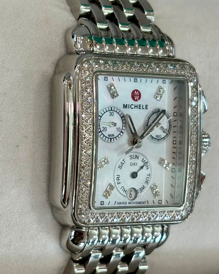 MICHELE MWW06A000775 DECO STAINLESS DIAMOND WATCH