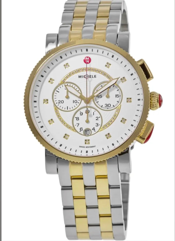 MICHELE SPORT SAIL DIAMOND DIAL TWO-TONE STEEL WATCH
