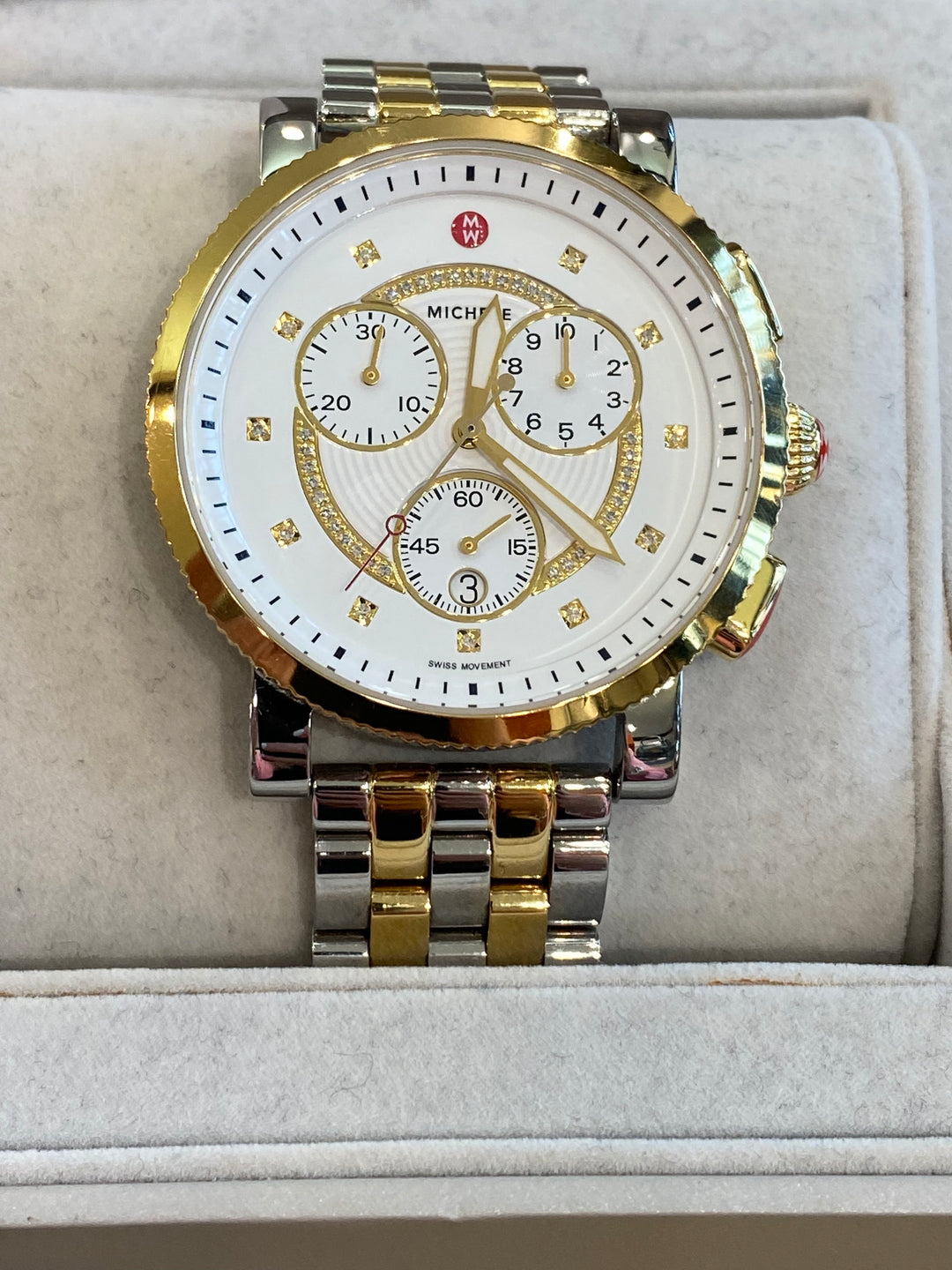 MICHELE SPORT SAIL DIAMOND DIAL TWO-TONE STEEL WATCH