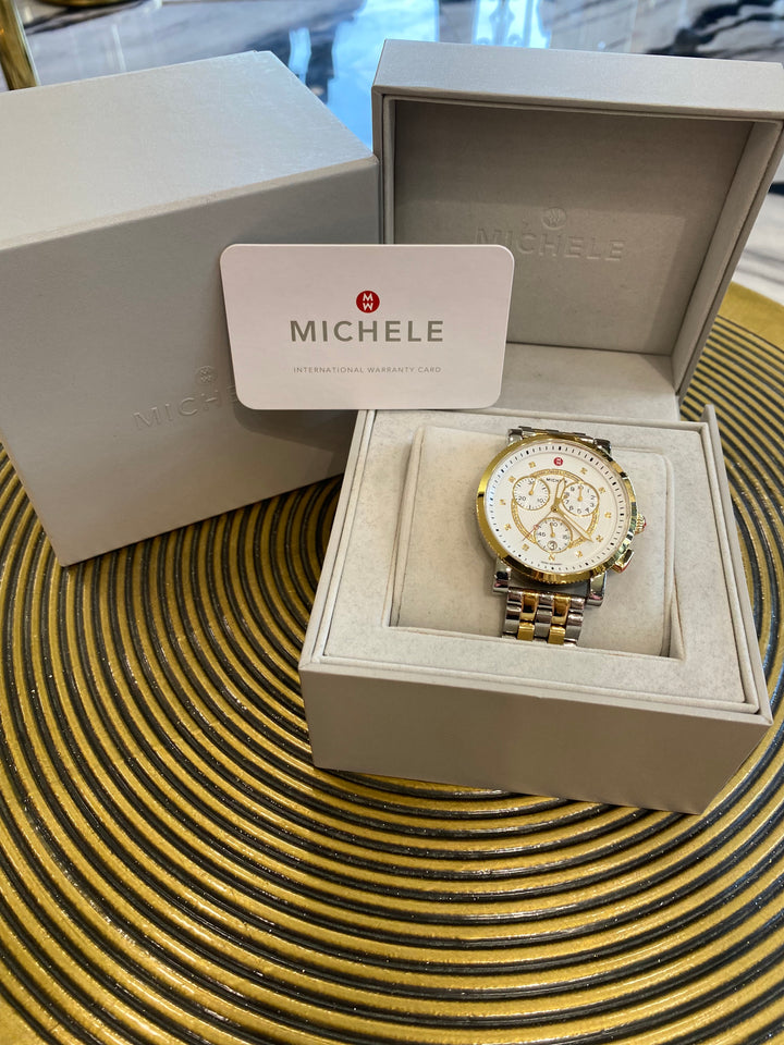 MICHELE SPORT SAIL DIAMOND DIAL TWO-TONE STEEL WATCH