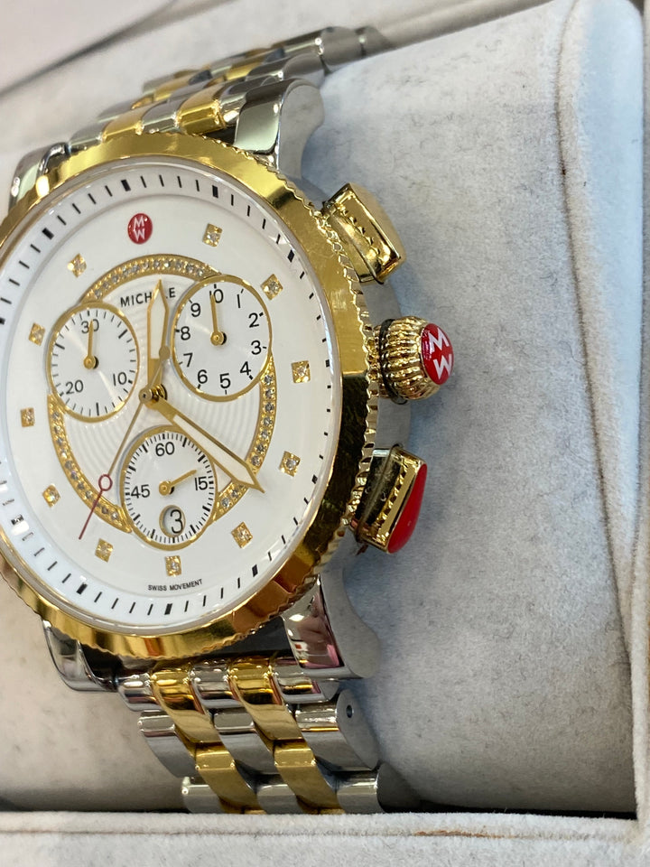 MICHELE SPORT SAIL DIAMOND DIAL TWO-TONE STEEL WATCH