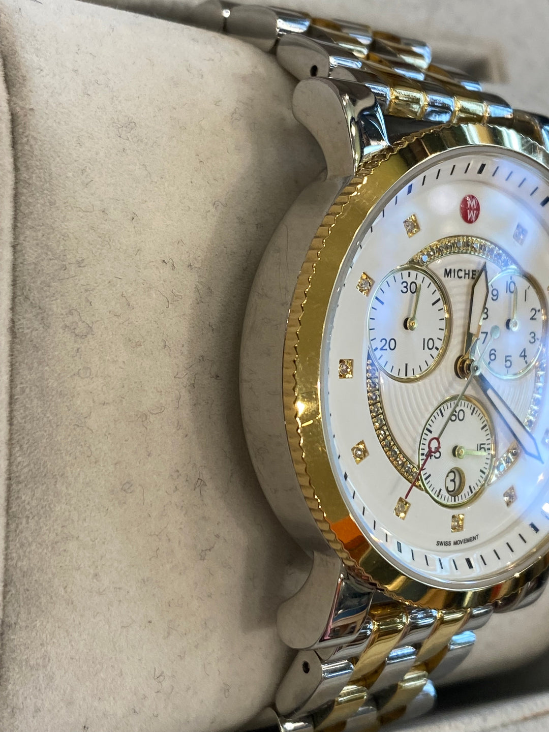MICHELE SPORT SAIL DIAMOND DIAL TWO-TONE STEEL WATCH