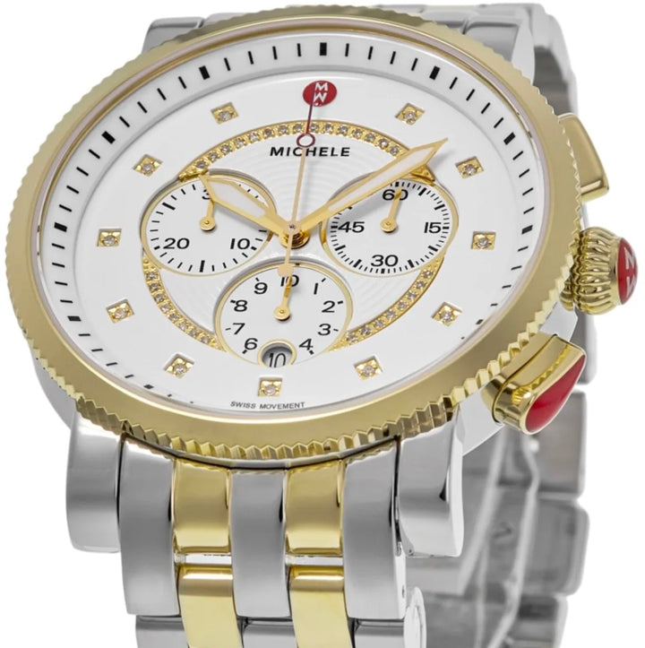 MICHELE SPORT SAIL DIAMOND DIAL TWO-TONE STEEL WATCH