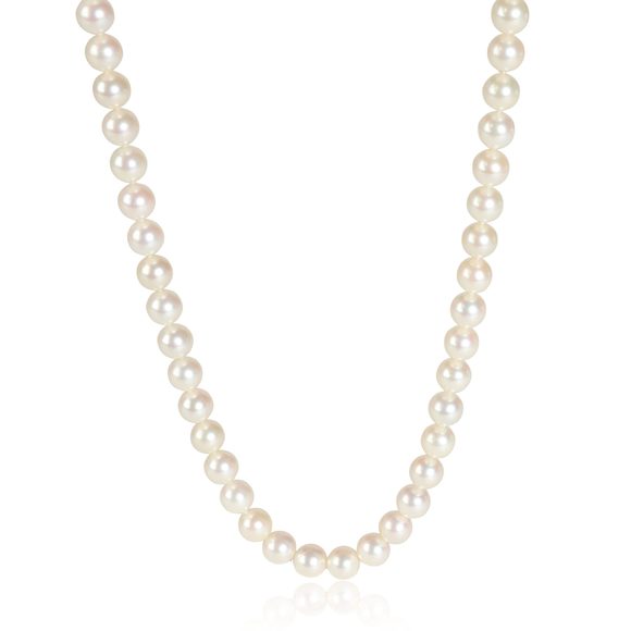 MIKIMOTO 18K WHITE GOLD LONG AKOYA CULTURED PEARL NECKLACE