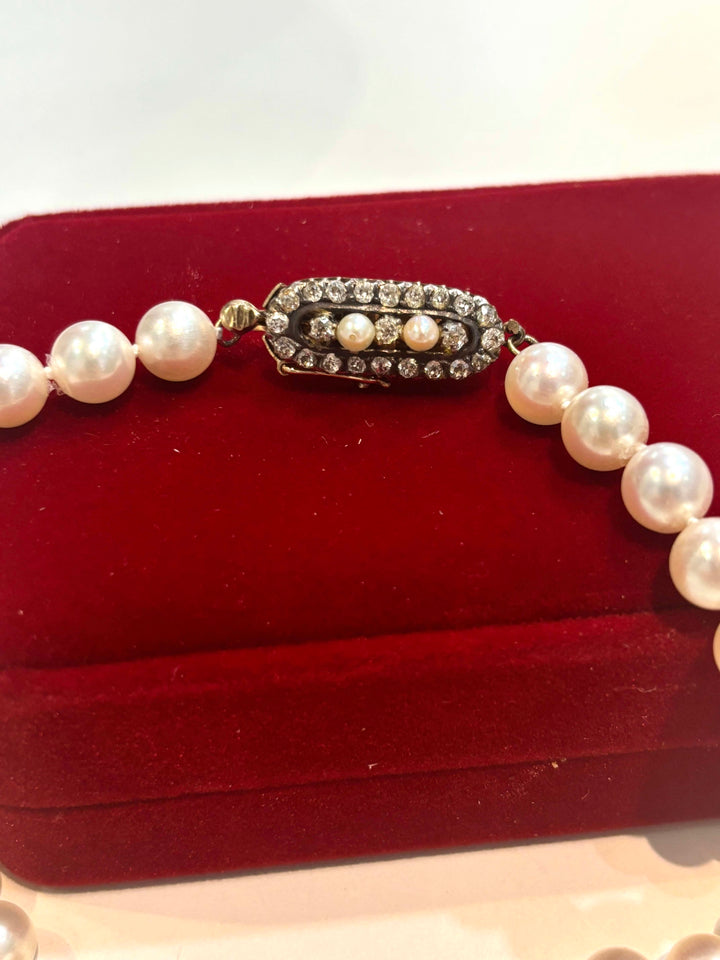 MIKIMOTO AKOYA PEARL 14K WHITE GOLD CHOKER NECKLACE