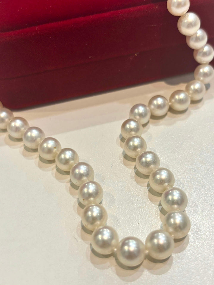 MIKIMOTO AKOYA PEARL 14K WHITE GOLD CHOKER NECKLACE