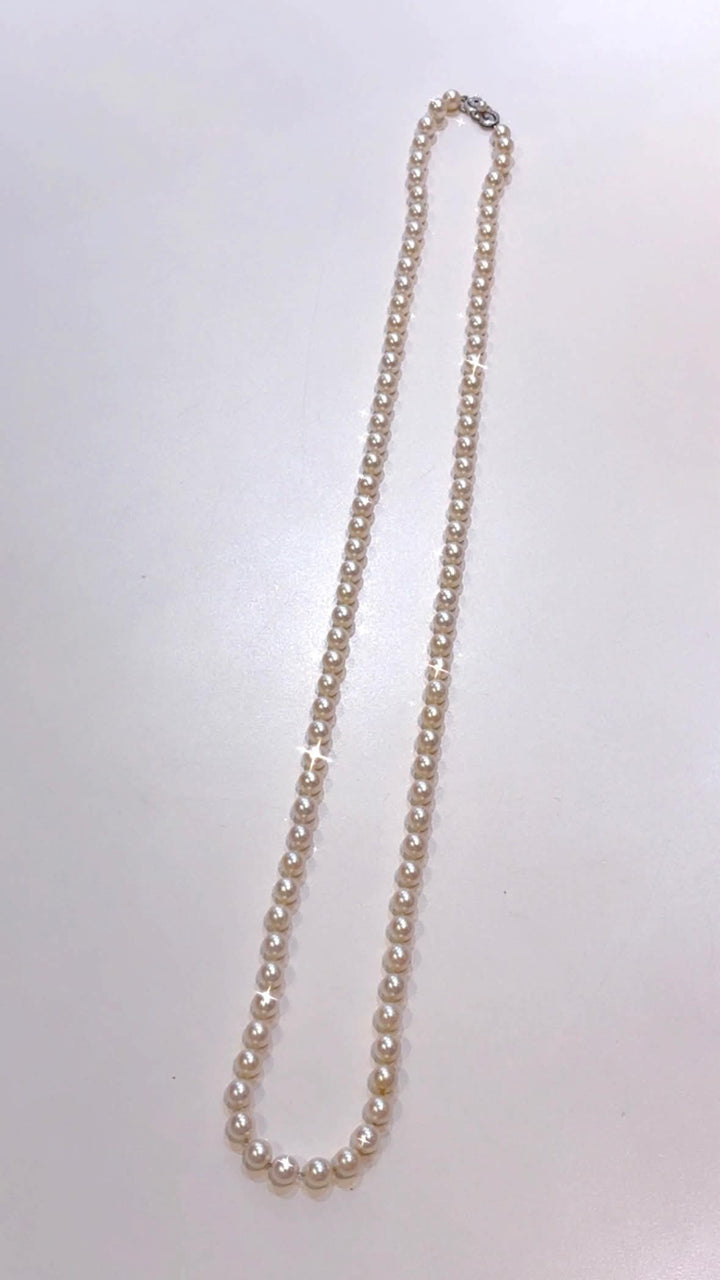 MIKIMOTO 18K WHITE GOLD LONG AKOYA CULTURED PEARL NECKLACE