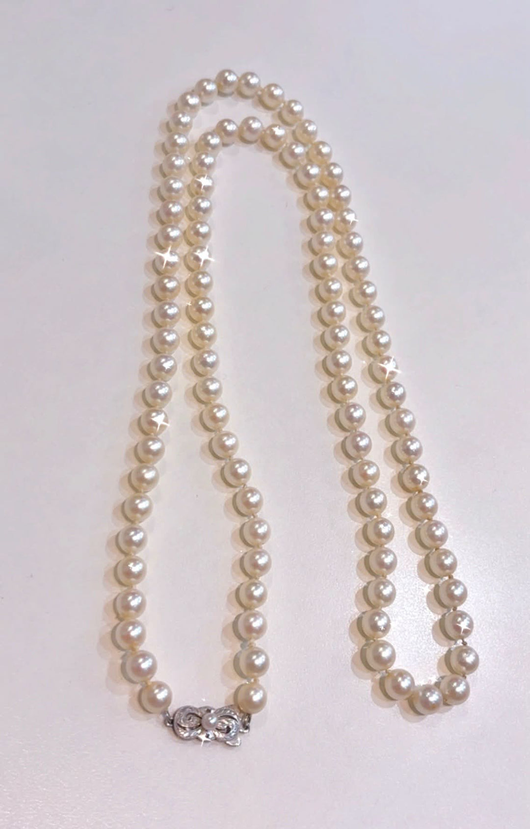 MIKIMOTO 18K WHITE GOLD LONG AKOYA CULTURED PEARL NECKLACE