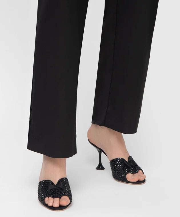 MIU MIU CRYSTALS EMBELLISHED MULES SANDALS